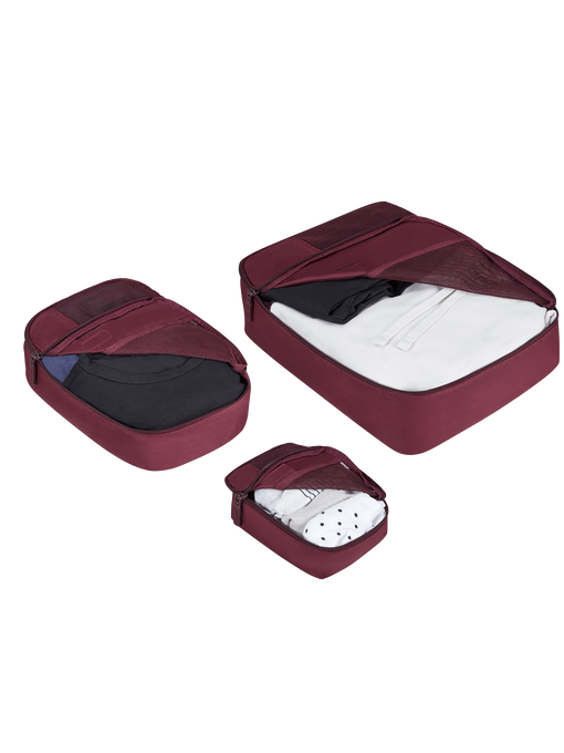 Lipault Lipault Travel Accessories Set Of 3 Packing Cubes  Bordeaux