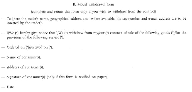 Standardfortrydelsesformular